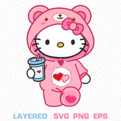 Hello Kitty Pink Bear Pajamas Graphic