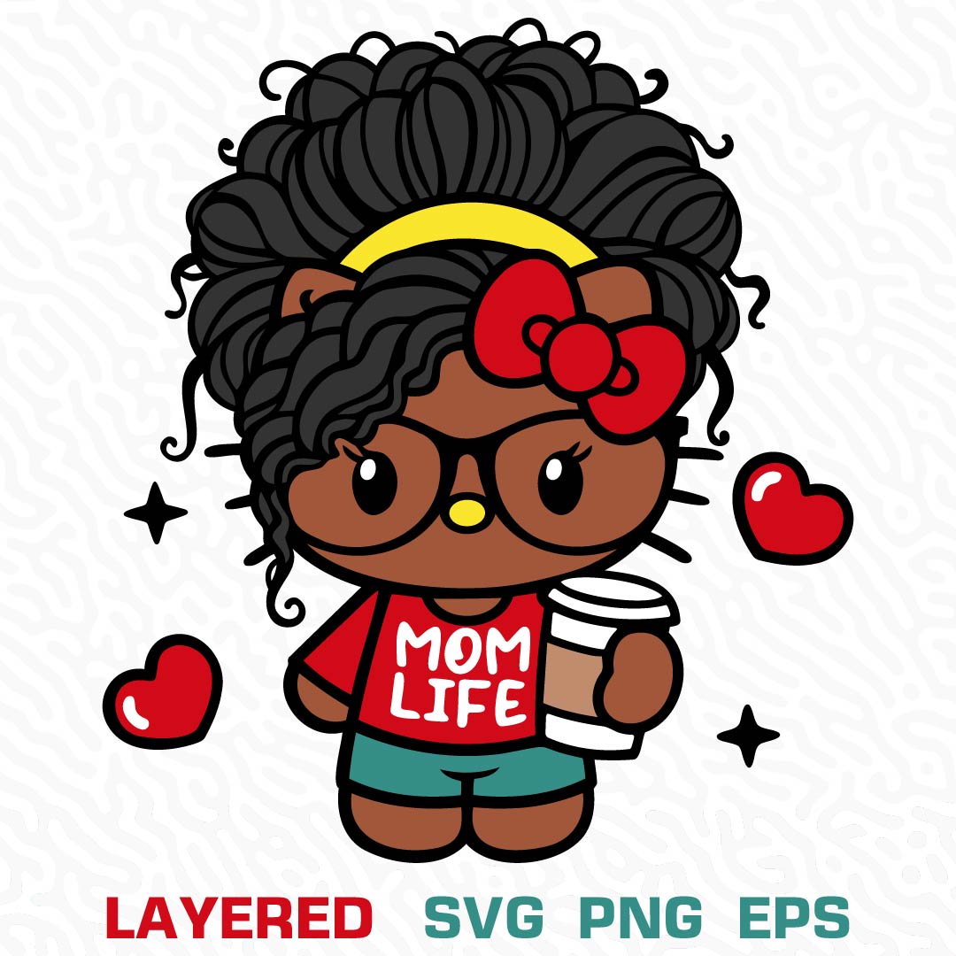 Hello Kitty Afro Mom SVG