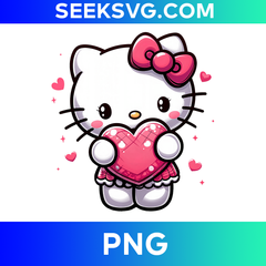 Adorable Hello Kitty Holding Pink Heart