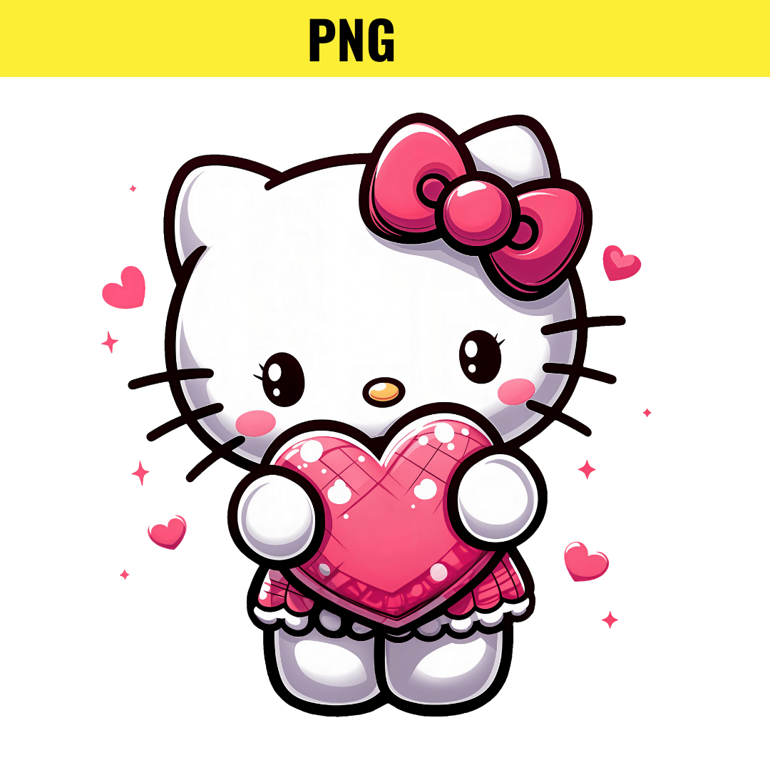 Adorable Hello Kitty Holding Pink Heart