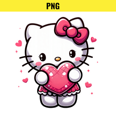 Adorable Hello Kitty Holding Pink Heart