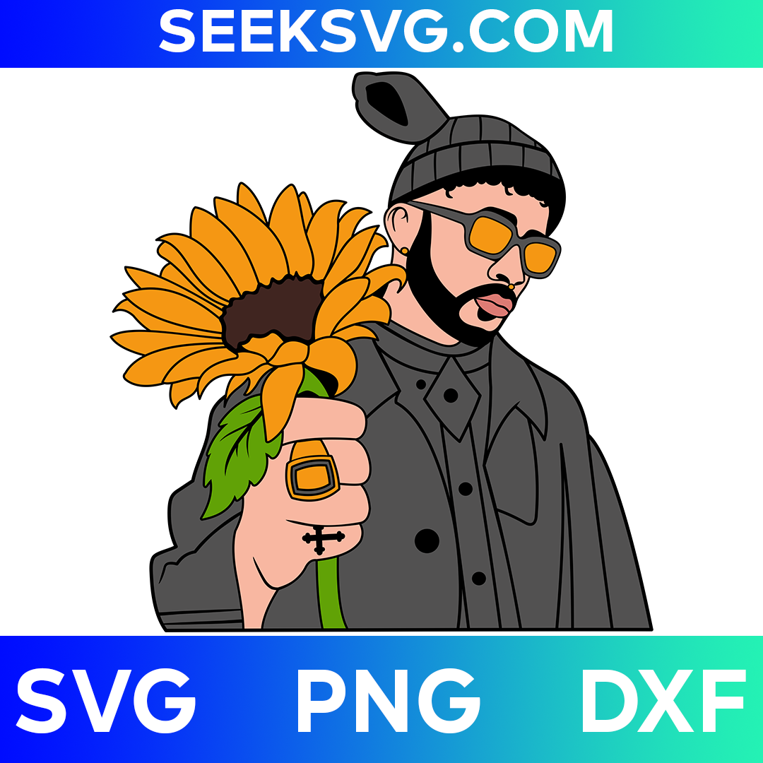 Bad Bunny Sunflower SVG | Yo Perreo Sola SVG | El Conejo Malo Logo Design | Bad Bunny SVG for Cricut and Silhouette Vector Cut Files