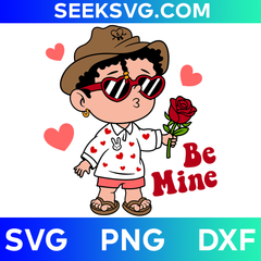 Be Mine Baby Benito SVG | Kawaii Bad Bunny Valentine’s Day SVG with Rose Design for Cricut & Silhouette | High-Quality Vector Cut Files for Romantic Crafting Projects