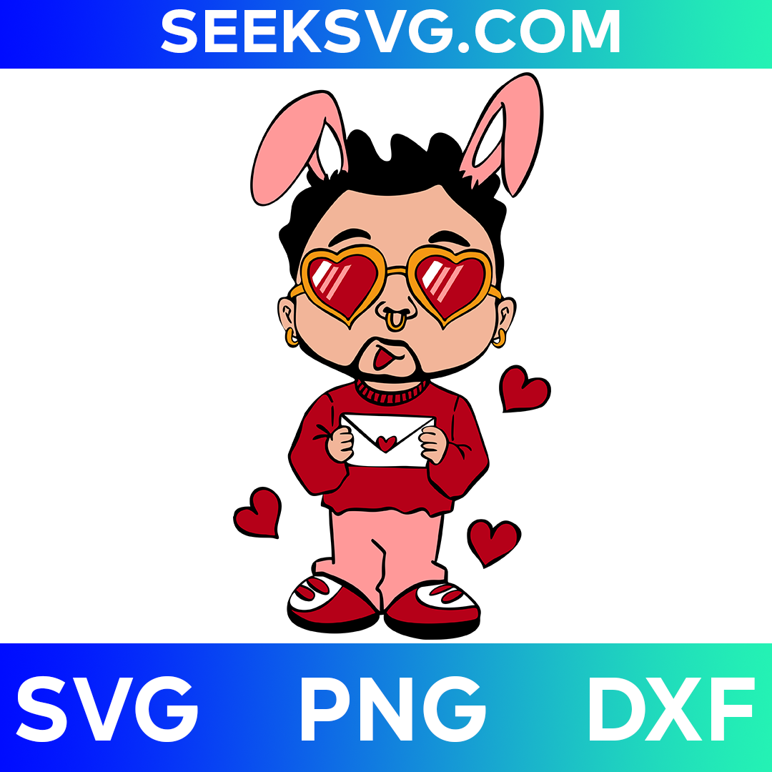 Bad Bunny Love Letter SVG | Valentine’s Day Baby Benito SVG for Cricut & Silhouette | High-Quality Vector Cut Files for Romantic Crafting and DIY Projects