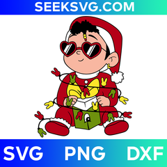 Christmas Light Baby Benito SVG | Bad Bunny Christmas SVG with Santa Claus Design | Cricut & Silhouette Vector Cut Files for Festive Holiday Crafting Projects