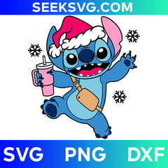 Christmas Stitch Stanley Tumbler Inspired SVG | Festive Lilo & Stitch SVG for Cricut & Silhouette