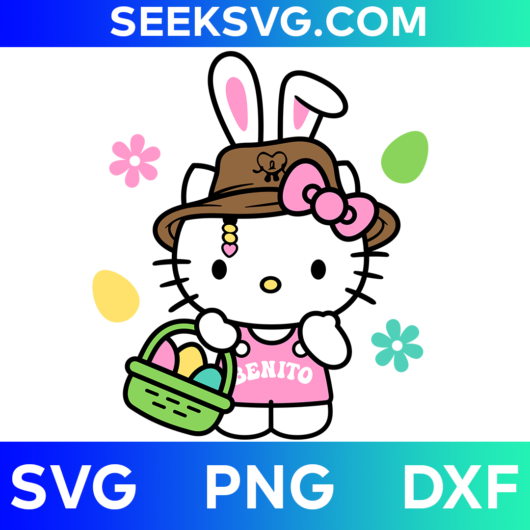 Easter Benito Kitty SVG | Kawaii Easter Bunny Bad Bunny SVG for Cricut & Silhouette | High-Quality Vector Cut Files for Happy Easter Crafting Projects