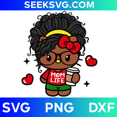 Hello Kitty Afro Mom | SVG, PNG, DXF