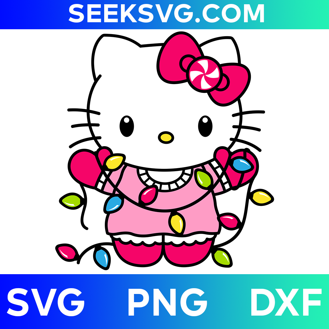 Hello Kitty Christmas Lights | SVG, PNG, DXF