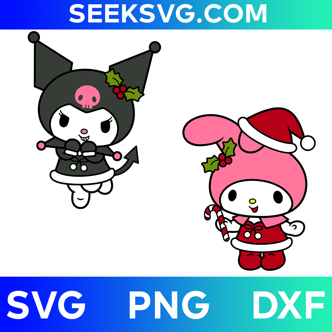 Hello Kitty Christmas My Melody and Kuromi | SVG, PNG, DXF