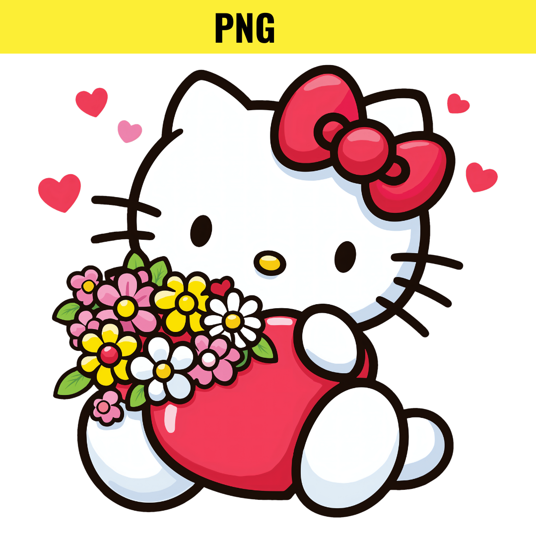 Hello Kitty with Flowers and Heart