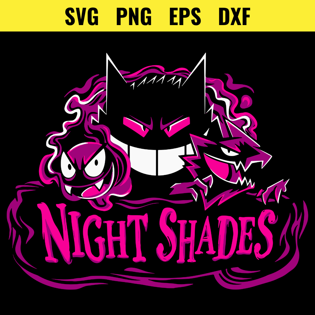 Gengar, Haunter, and Gastly Night Shades Design