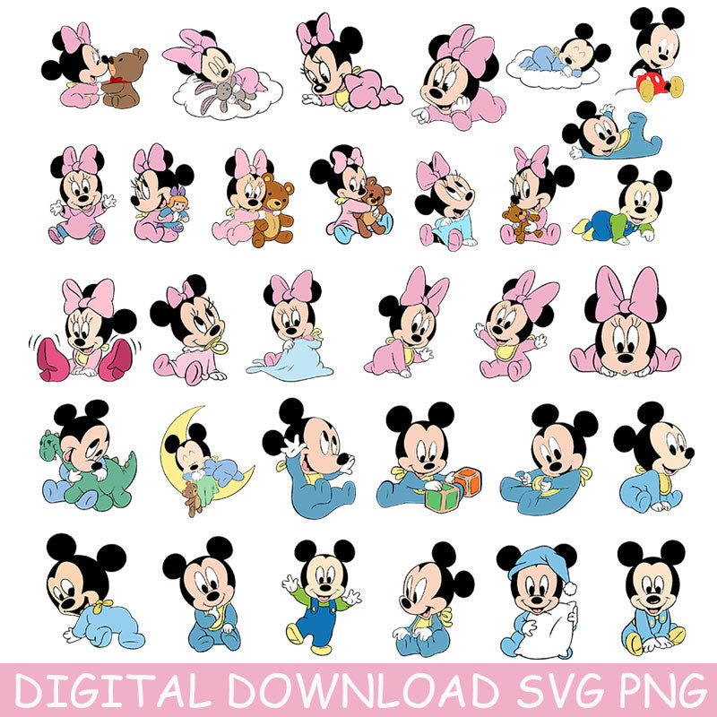 Mickey and Minnie Baby SVG Bundle