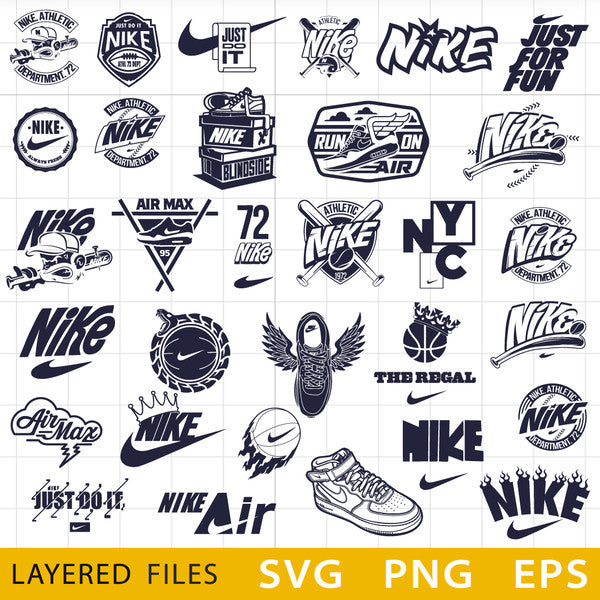 Nike Logo Bundle SVG, Nike Cricut file, Cut files, Layered digital vector file, Digital download, Decor, Decal