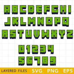 Minecraft 3D Alphabet SVG, Minecraft Font Cricut, Minecraft text font, Minecraft party, Minecraft Birthday