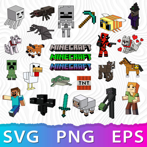 Minecraft Bundle SVG, Minecraft birthday svg, Minecraft party, Steve minecraft, Creeper Svg, Minecraft Digital Download