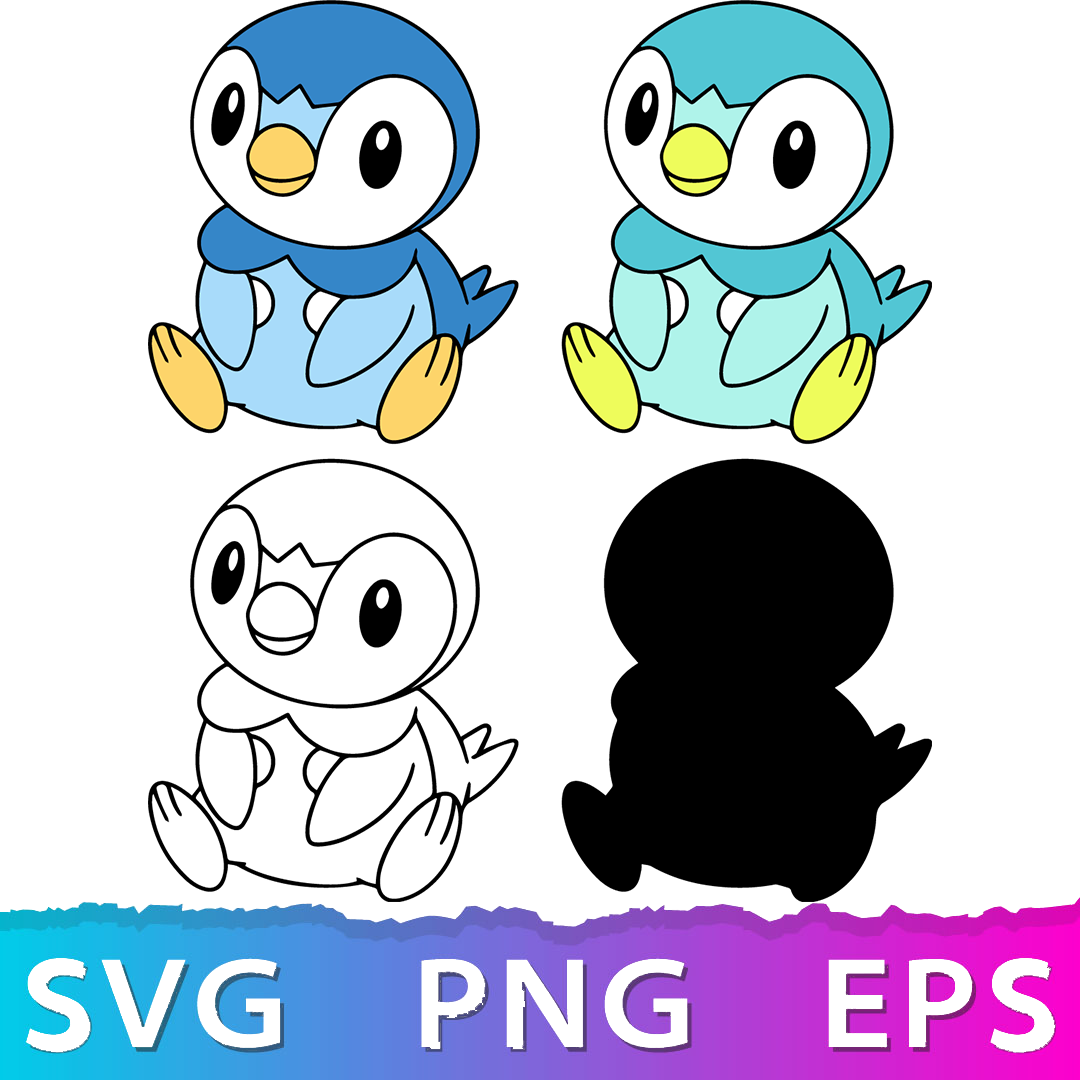 Pokémon Piplup Bundle | SVG, EPS, PNG