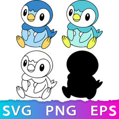 Pokémon Piplup Bundle | SVG, EPS, PNG